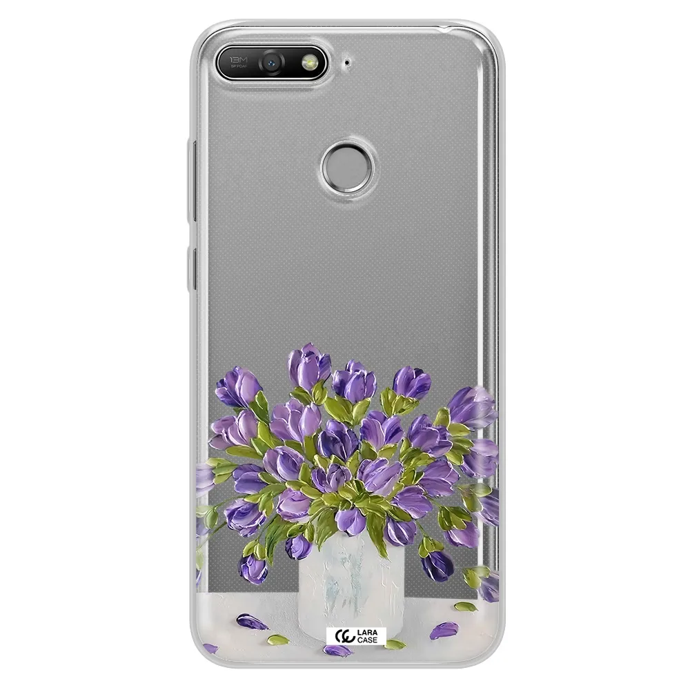 a bunch of purple flowers Huawei Y6 Prime 2018 Clear TPU Case