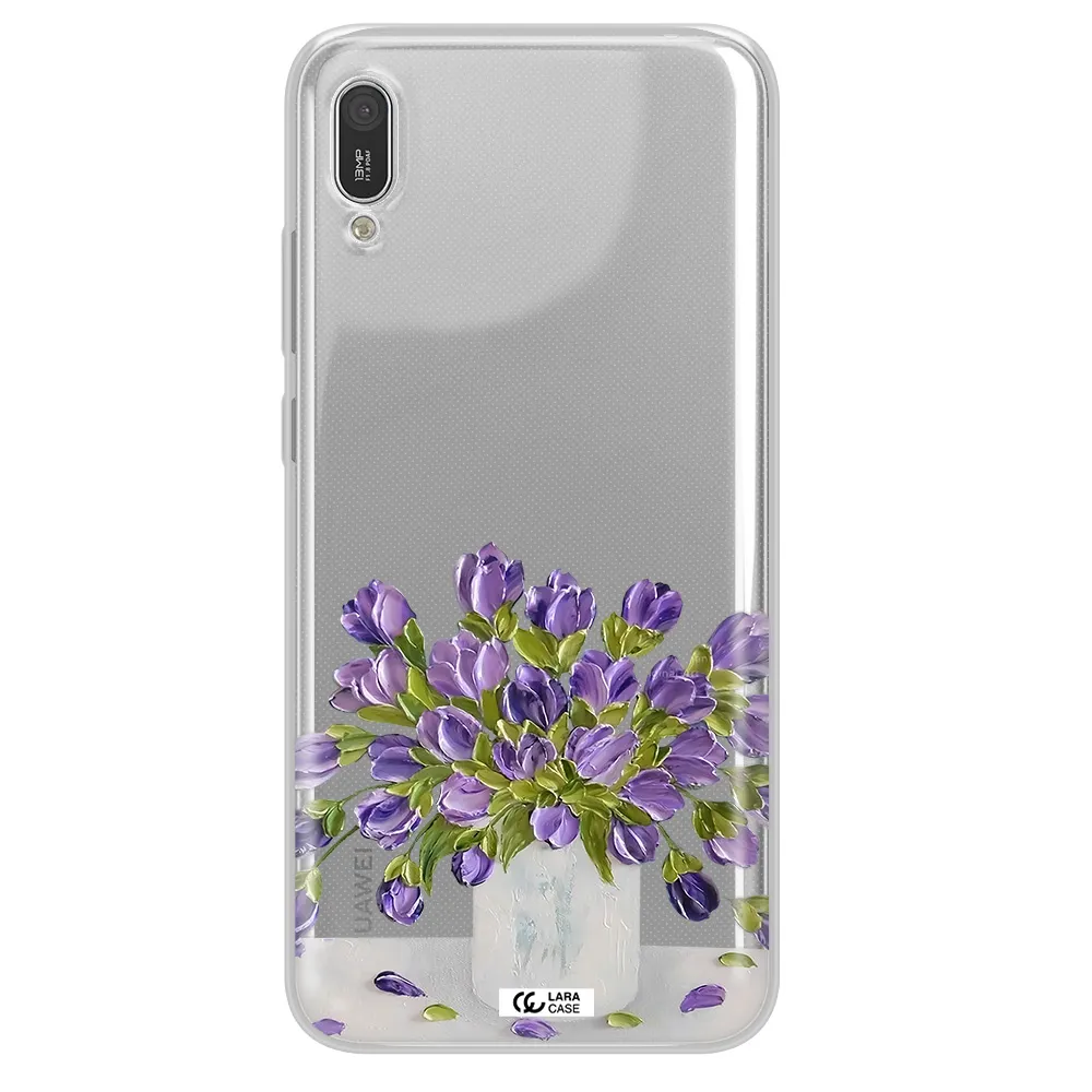 a bunch of purple flowers Huawei Y6 Pro 2019 Clear TPU Case