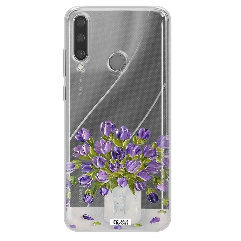 a bunch of purple flowers Huawei Y6P Clear TPU Case