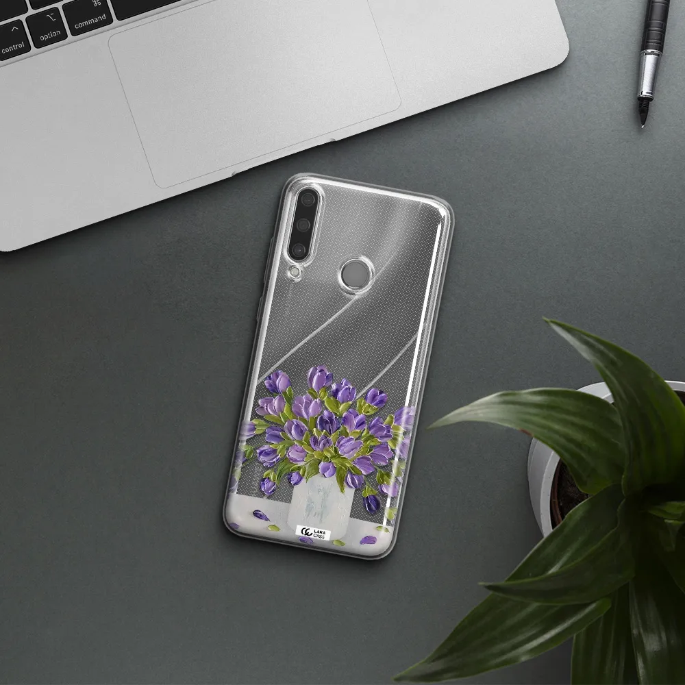 a bunch of purple flowers Huawei Y6P Clear TPU Case