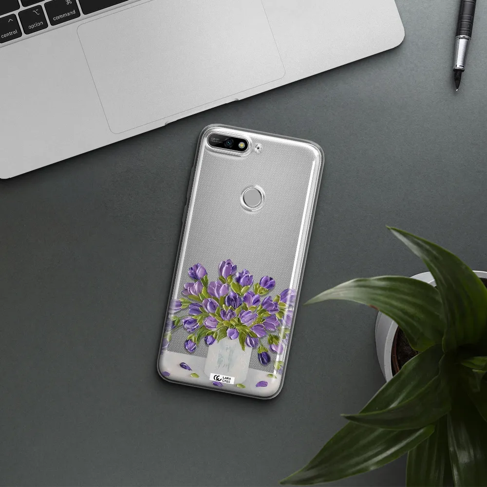 a bunch of purple flowers Huawei Y7 2018 Clear TPU Case