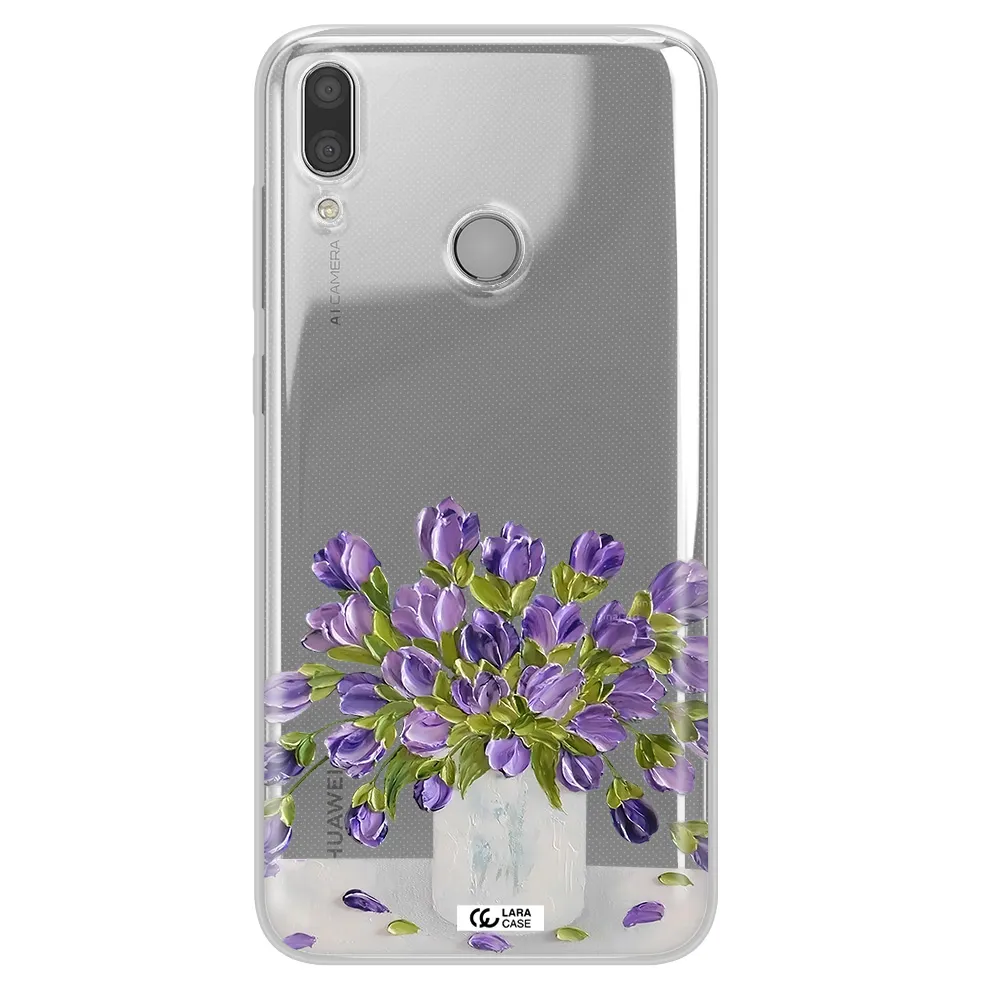 a bunch of purple flowers Huawei Y7 2019 Clear TPU Case