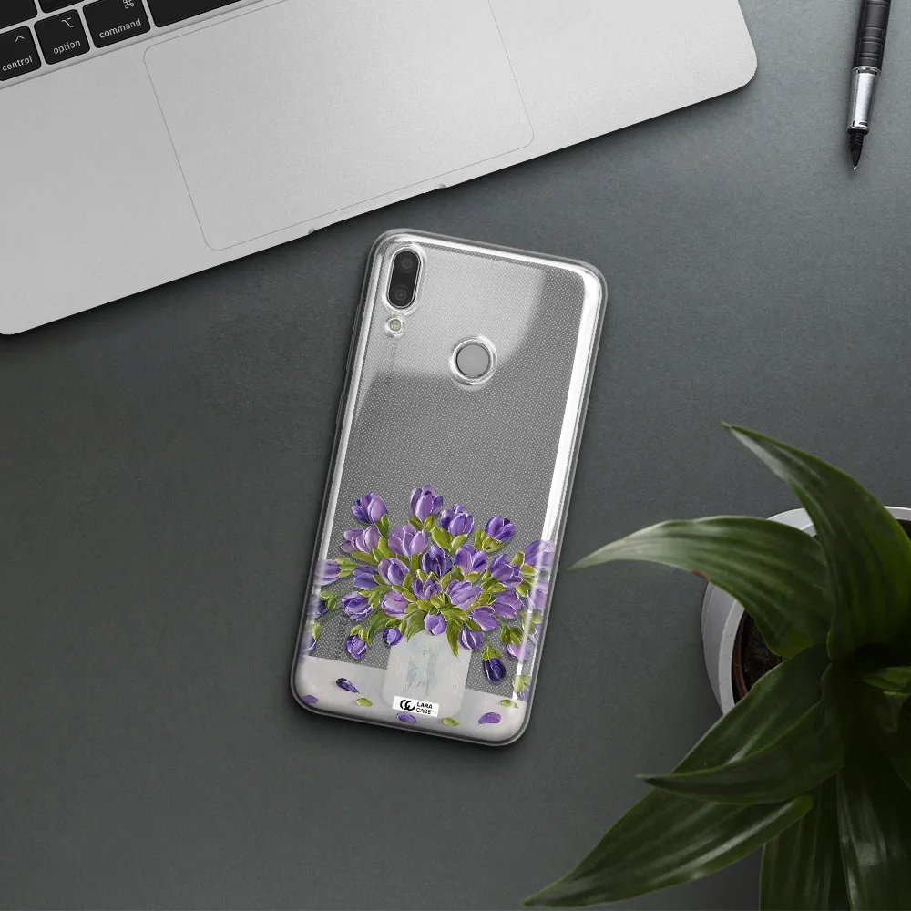 a bunch of purple flowers Huawei Y7 2019 Clear TPU Case