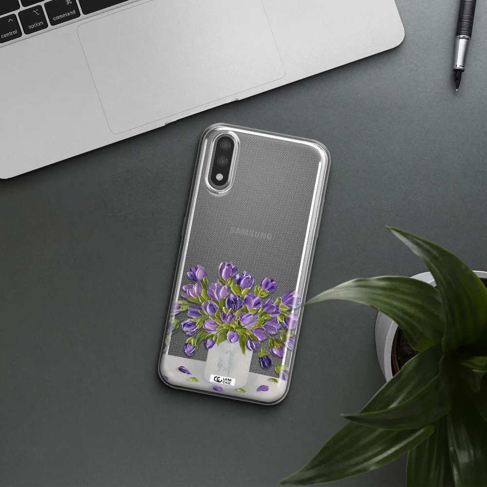 a bunch of purple flowers Samsung A01 Clear TPU Case