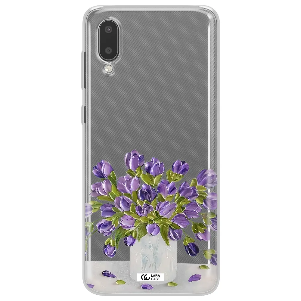 a bunch of purple flowers Samsung A02 Clear TPU Case