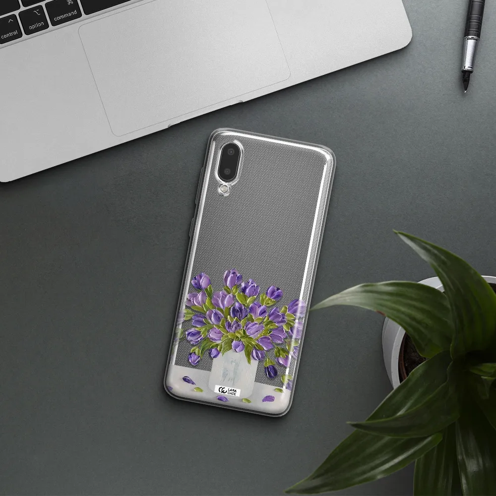 a bunch of purple flowers Samsung A02 Clear TPU Case
