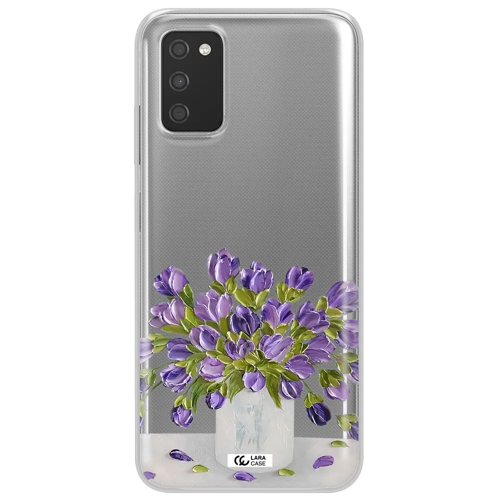 a bunch of purple flowers Samsung A03S Clear TPU Case