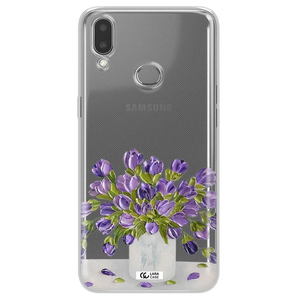 a bunch of purple flowers Samsung A10S Clear TPU Case