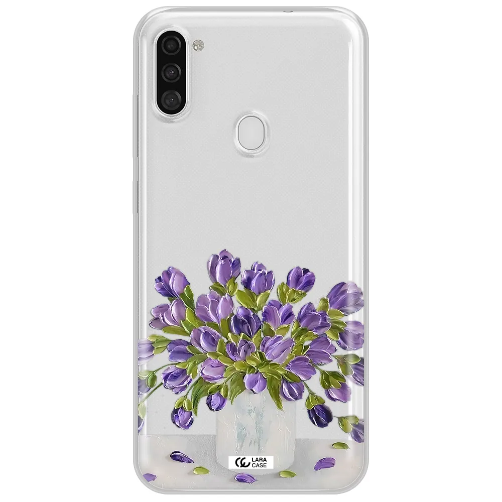 a bunch of purple flowers Samsung A11 Clear TPU Case