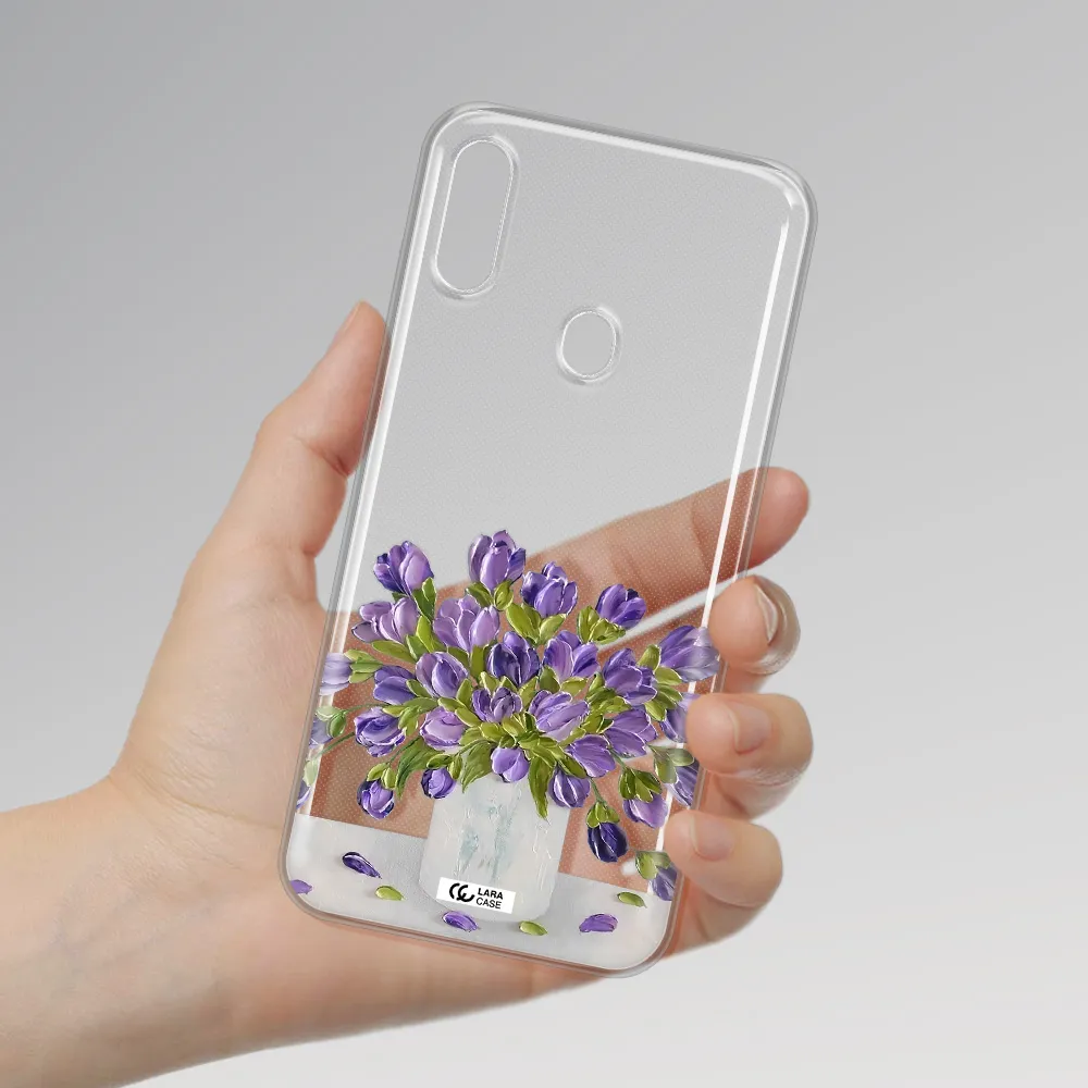 a bunch of purple flowers Samsung A11 Clear TPU Case