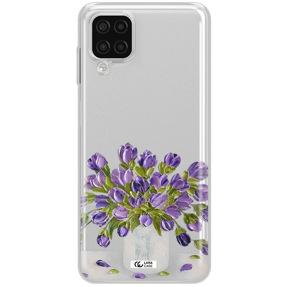 a bunch of purple flowers Samsung A12 4g Clear TPU Case