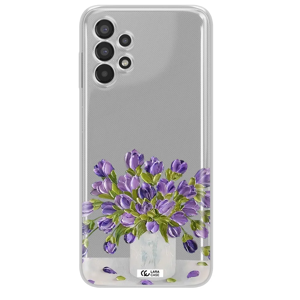a bunch of purple flowers Samsung A13 Clear TPU Case