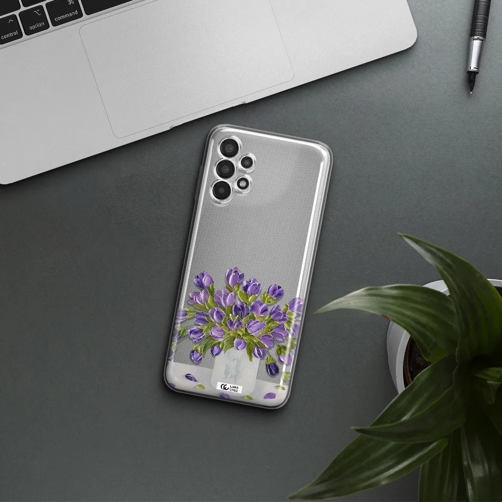 a bunch of purple flowers Samsung A13 Clear TPU Case