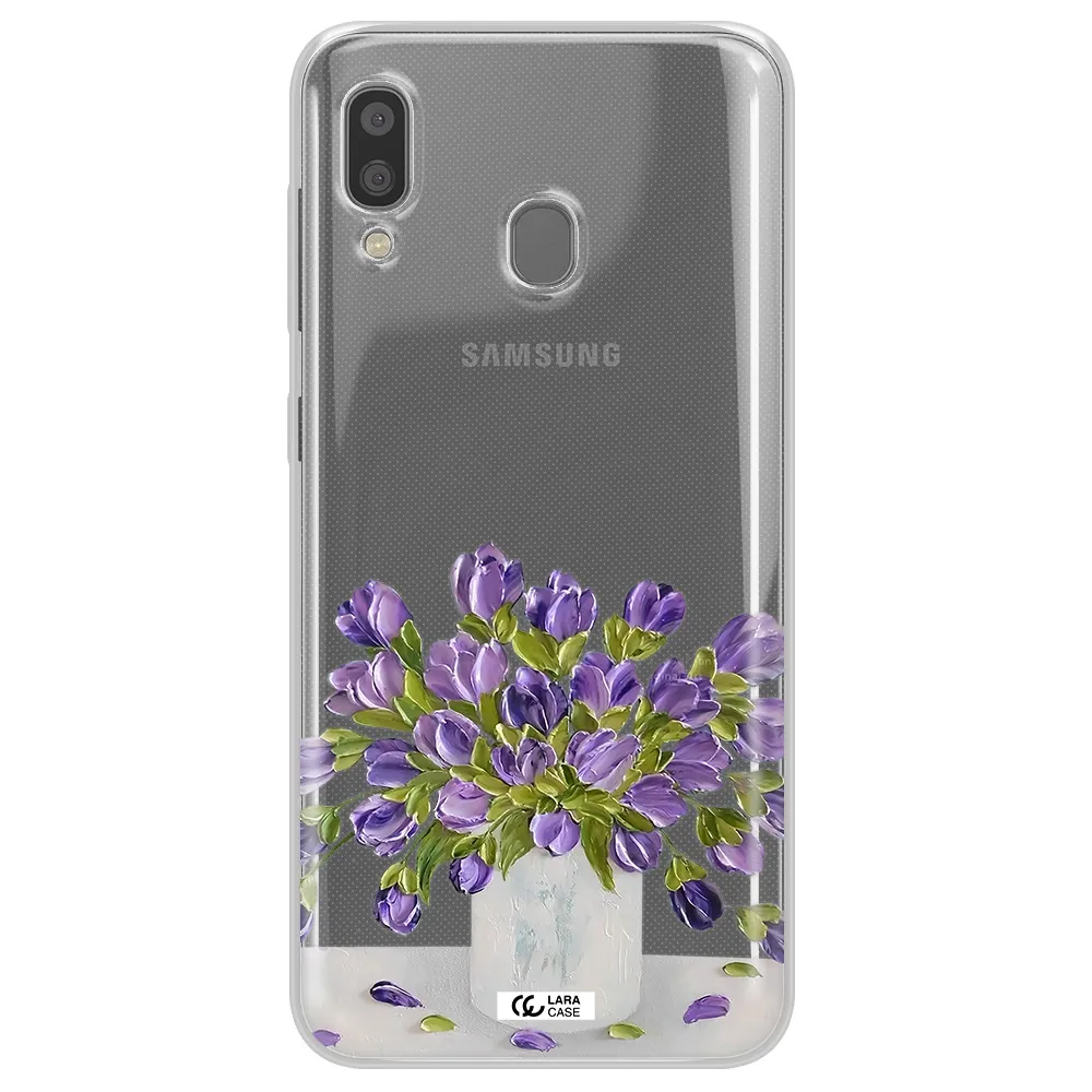 a bunch of purple flowers Samsung A20 Clear TPU Case
