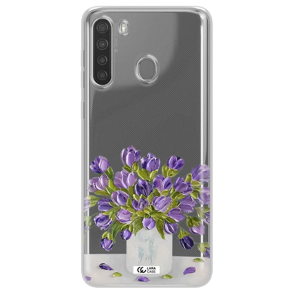 a bunch of purple flowers Samsung A21 Clear TPU Case