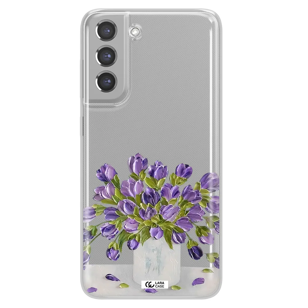 a bunch of purple flowers Samsung A21 Fe Clear TPU Case