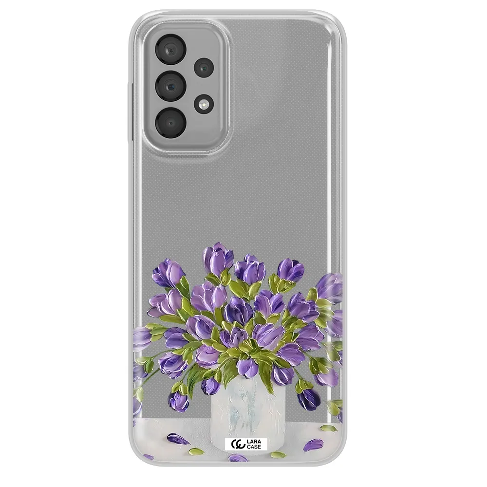 a bunch of purple flowers Samsung A23 Clear TPU Case