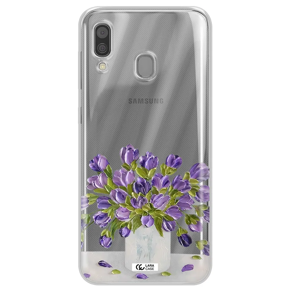 a bunch of purple flowers Samsung A30 Clear TPU Case