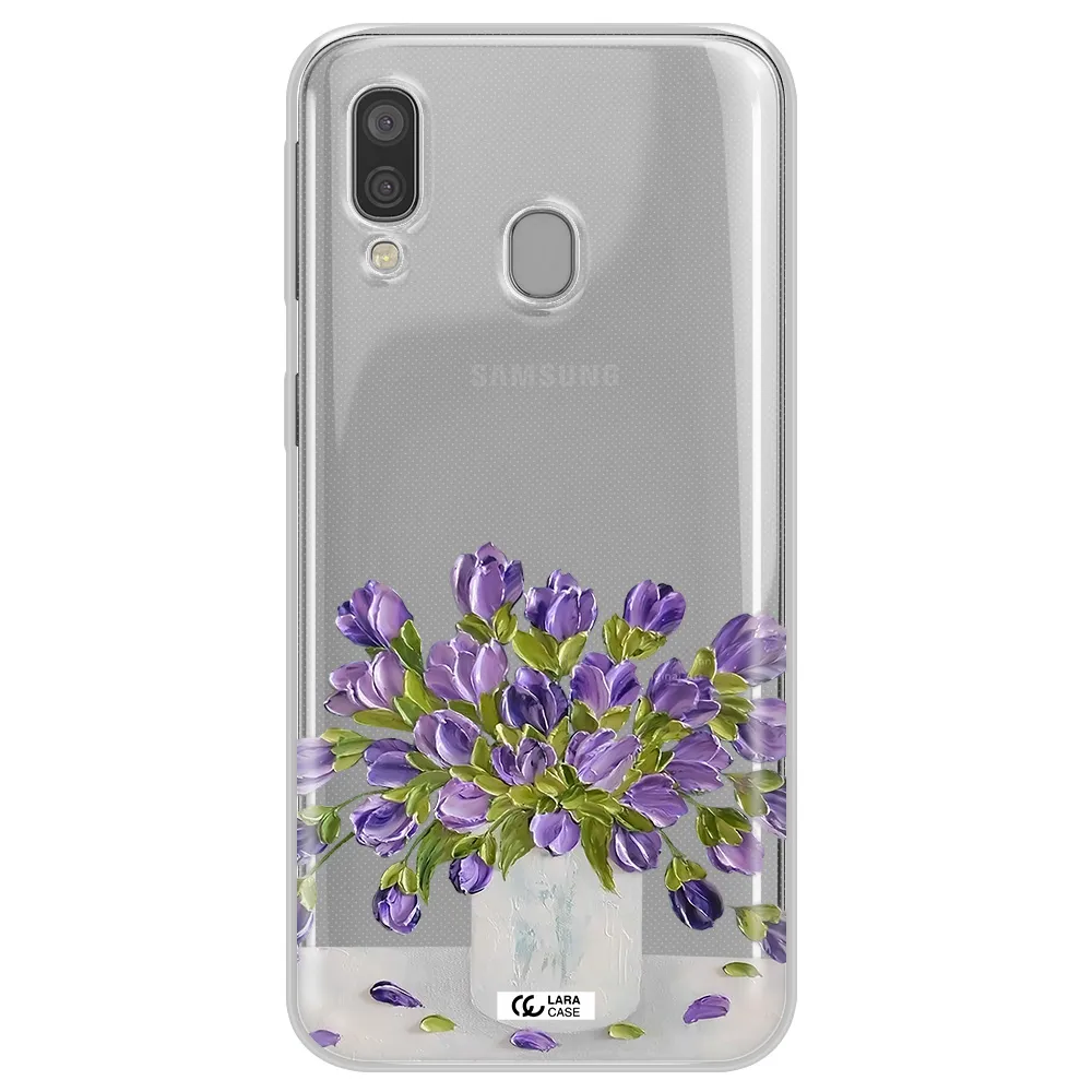 a bunch of purple flowers Samsung A40 Clear TPU Case