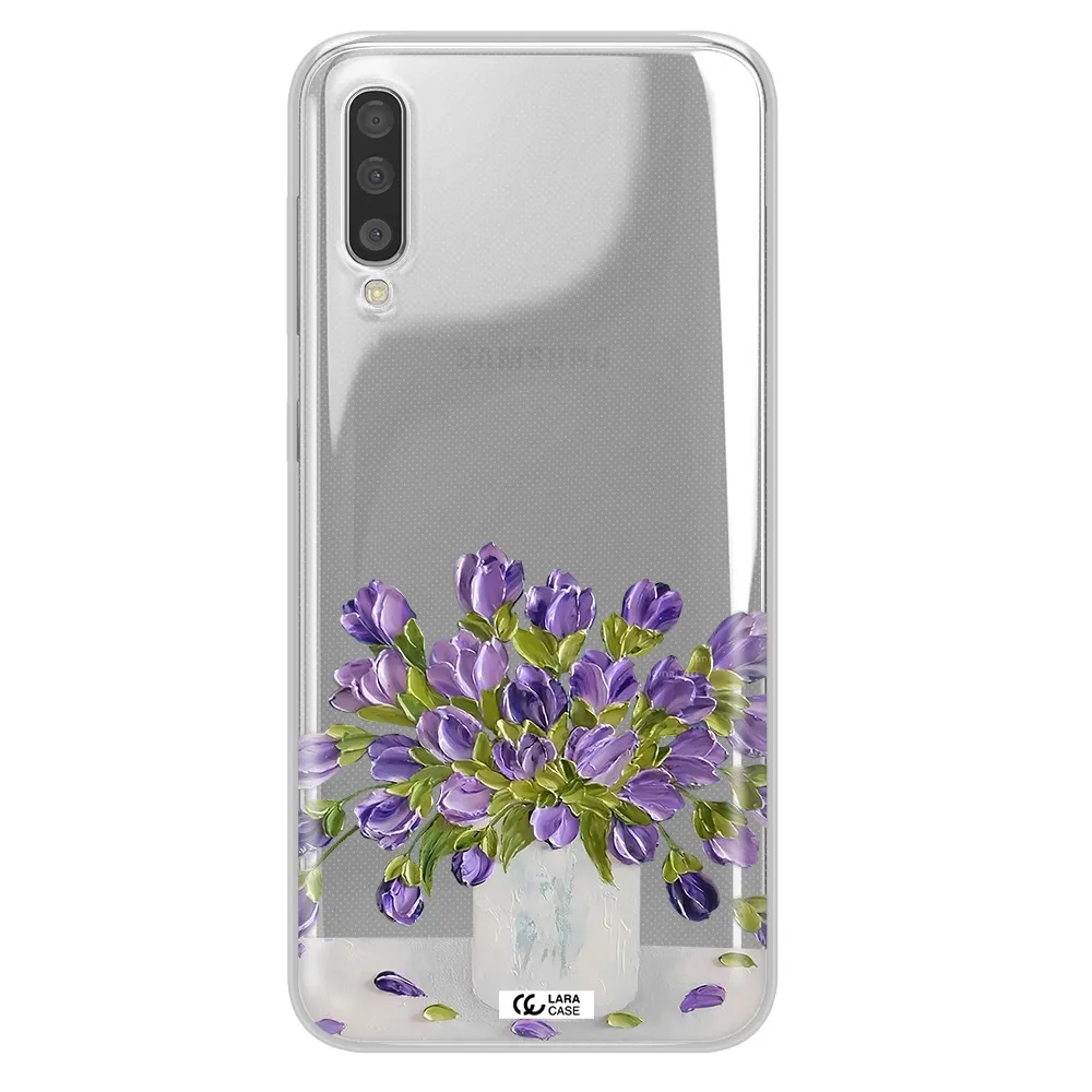 a bunch of purple flowers Samsung A50 Clear TPU Case