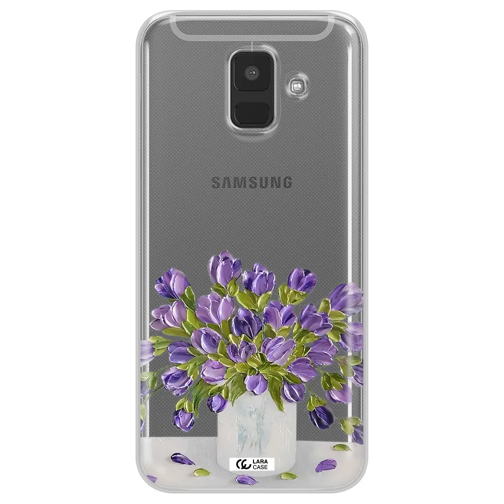 a bunch of purple flowers Samsung A6 Clear TPU Case