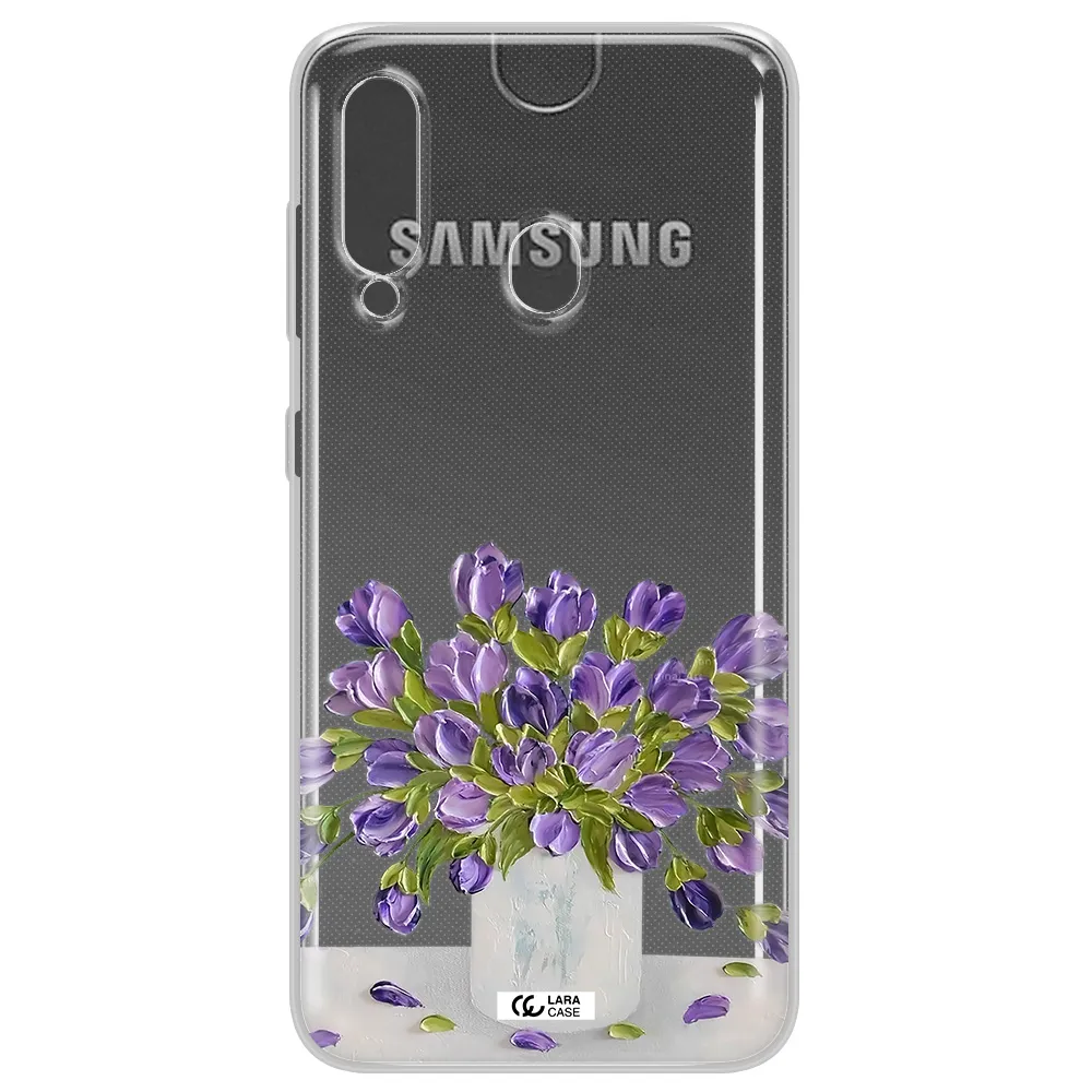 a bunch of purple flowers Samsung A60 Clear TPU Case