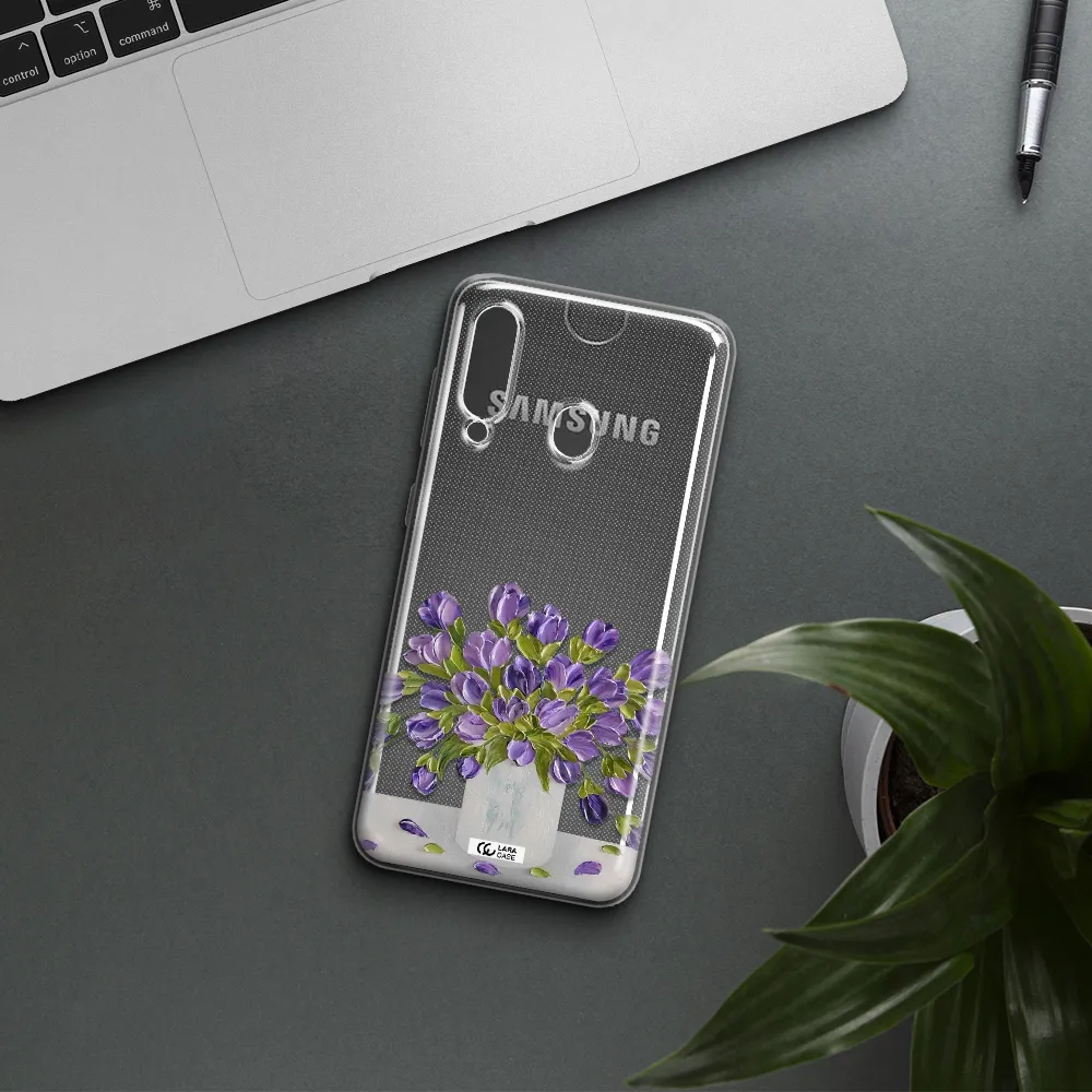 a bunch of purple flowers Samsung A60 Clear TPU Case