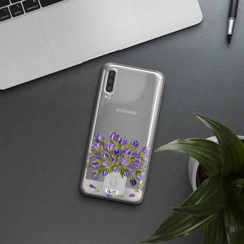 A Bunch Of Purple Flowers Samsung A70S Clear Tpu Case