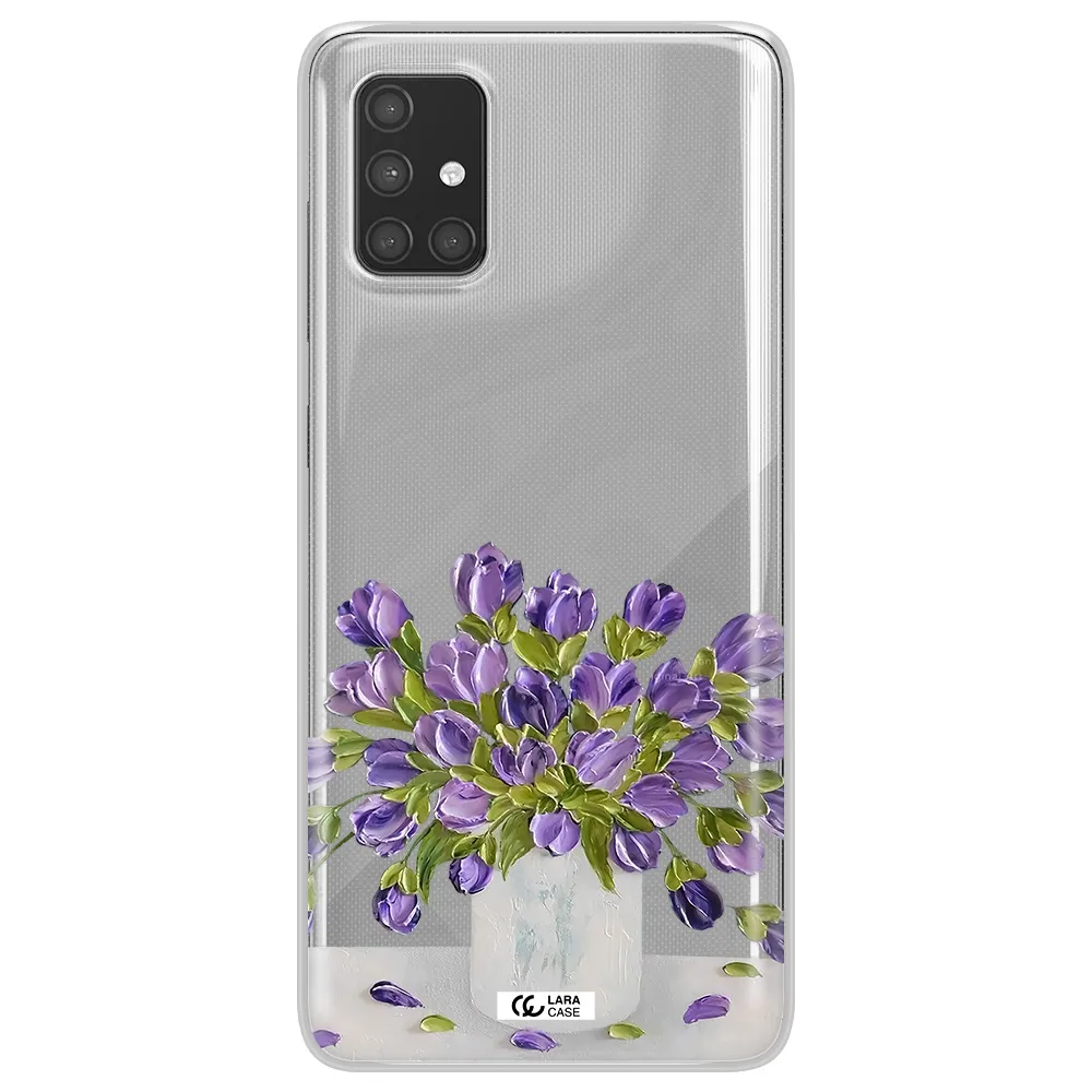 a bunch of purple flowers Samsung A71 Clear TPU Case