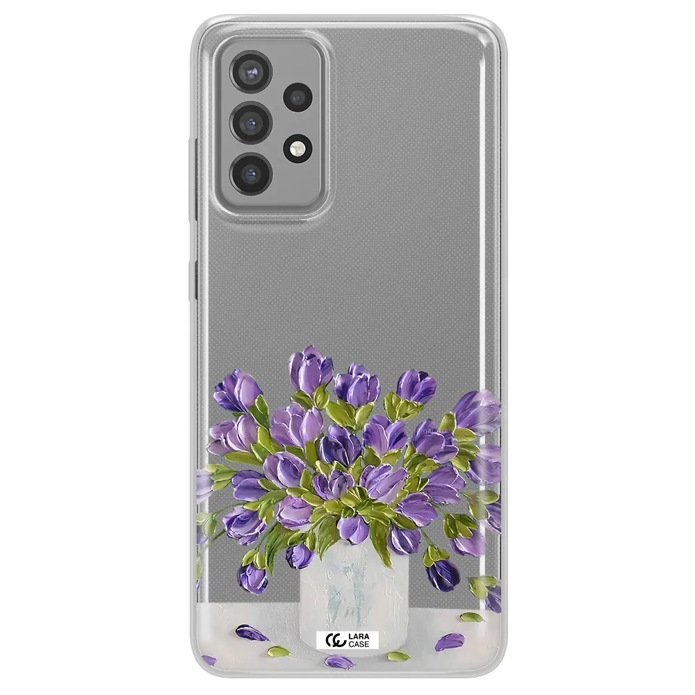 a bunch of purple flowers Samsung A72 Clear TPU Case