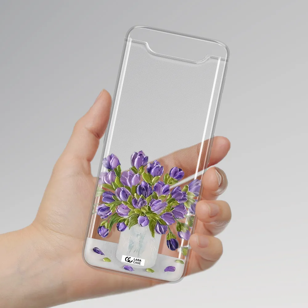 a bunch of purple flowers Samsung A80 Clear TPU Case