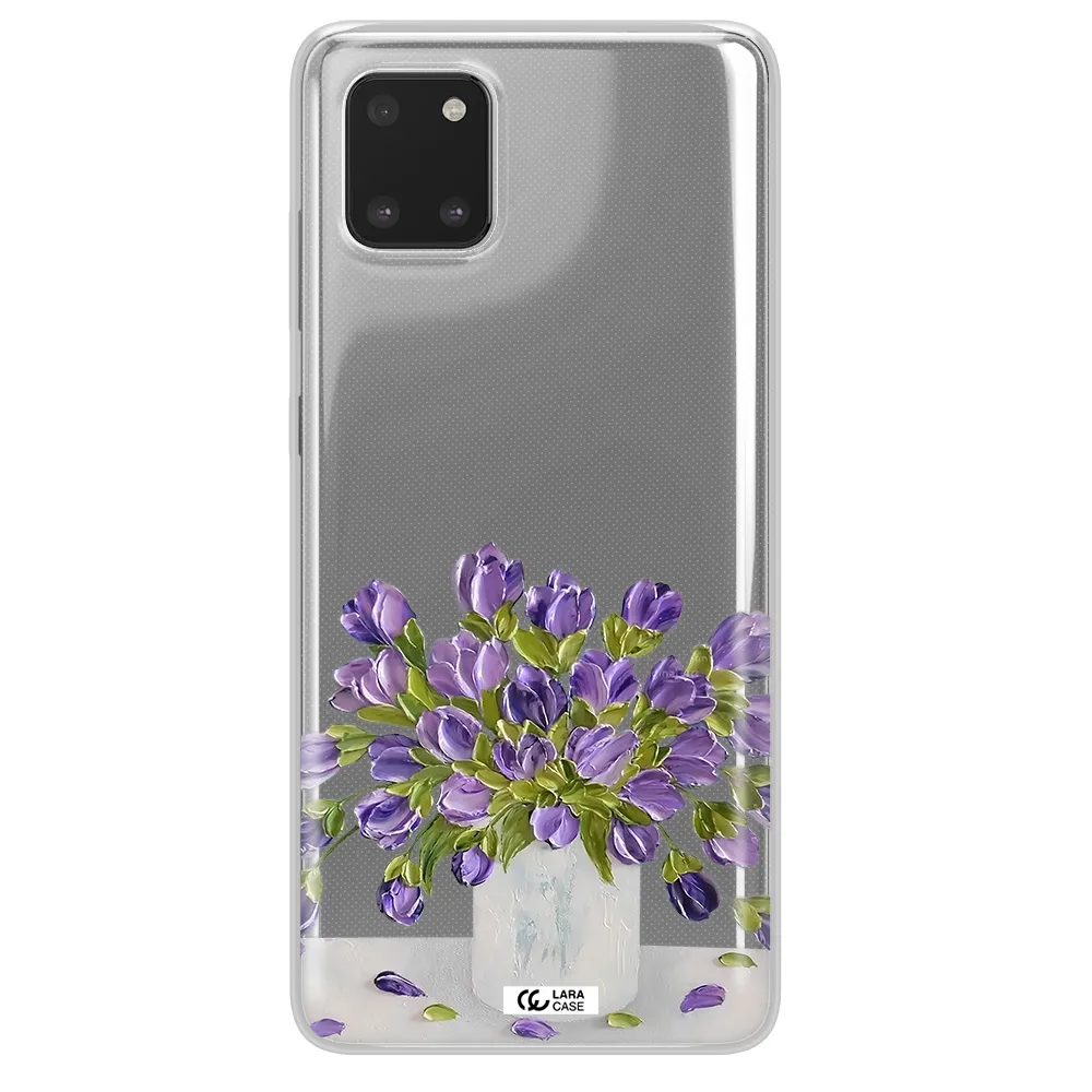 a bunch of purple flowers Samsung A81 Clear TPU Case