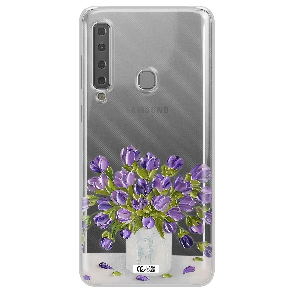 a bunch of purple flowers Samsung A9 2018 Clear TPU Case