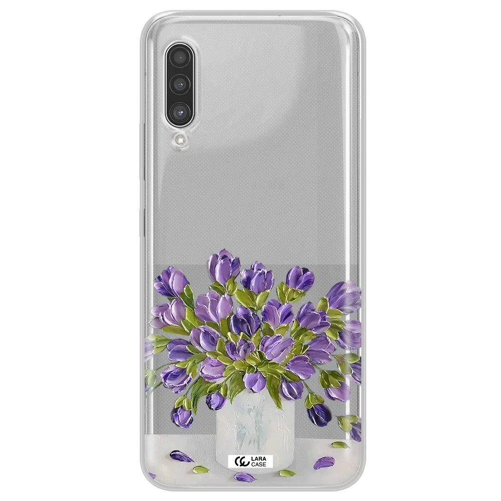 a bunch of purple flowers Samsung A90 Clear TPU Case