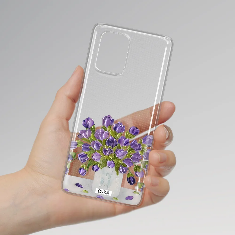 a bunch of purple flowers Samsung A91 Clear TPU Case