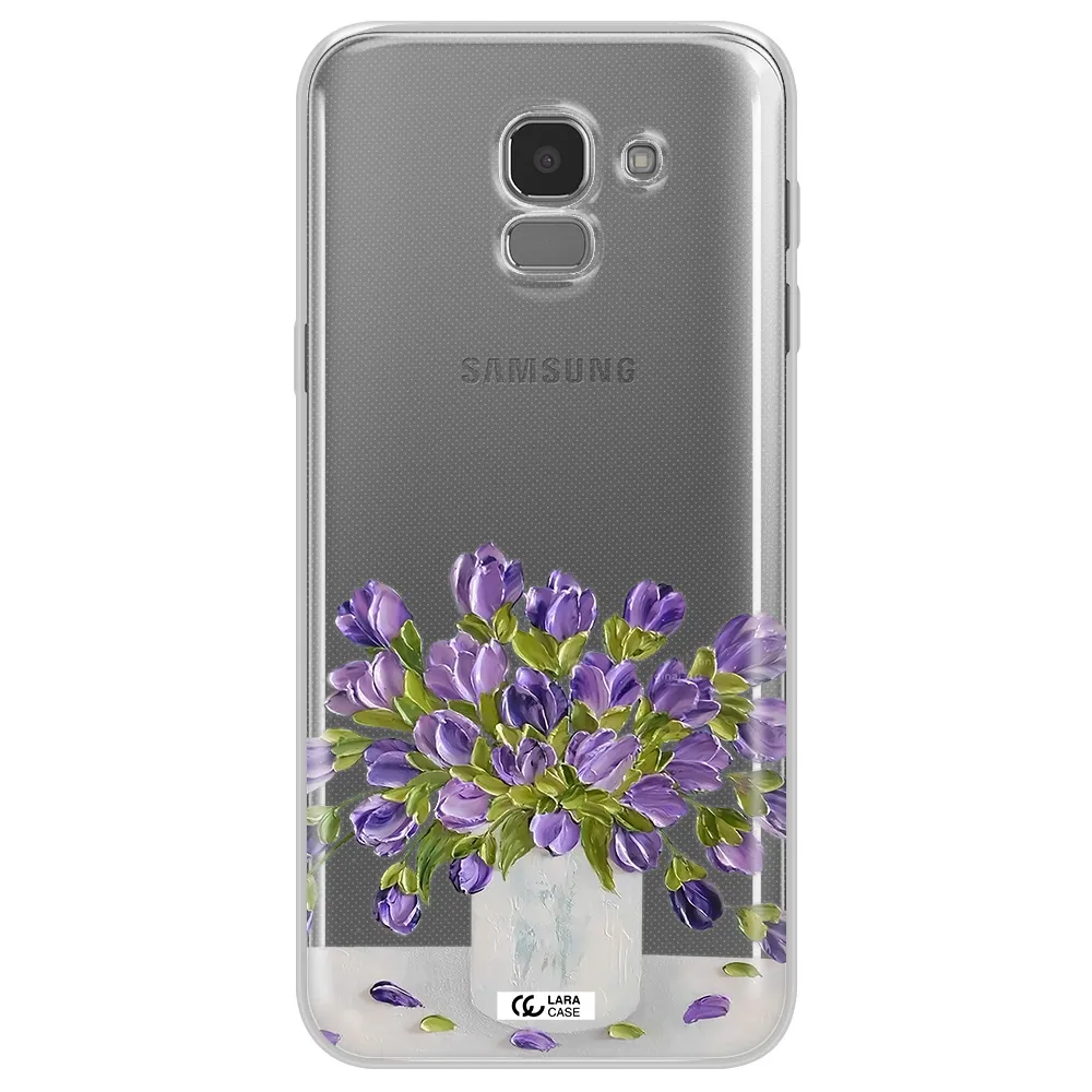 a bunch of purple flowers Samsung J6 Clear TPU Case