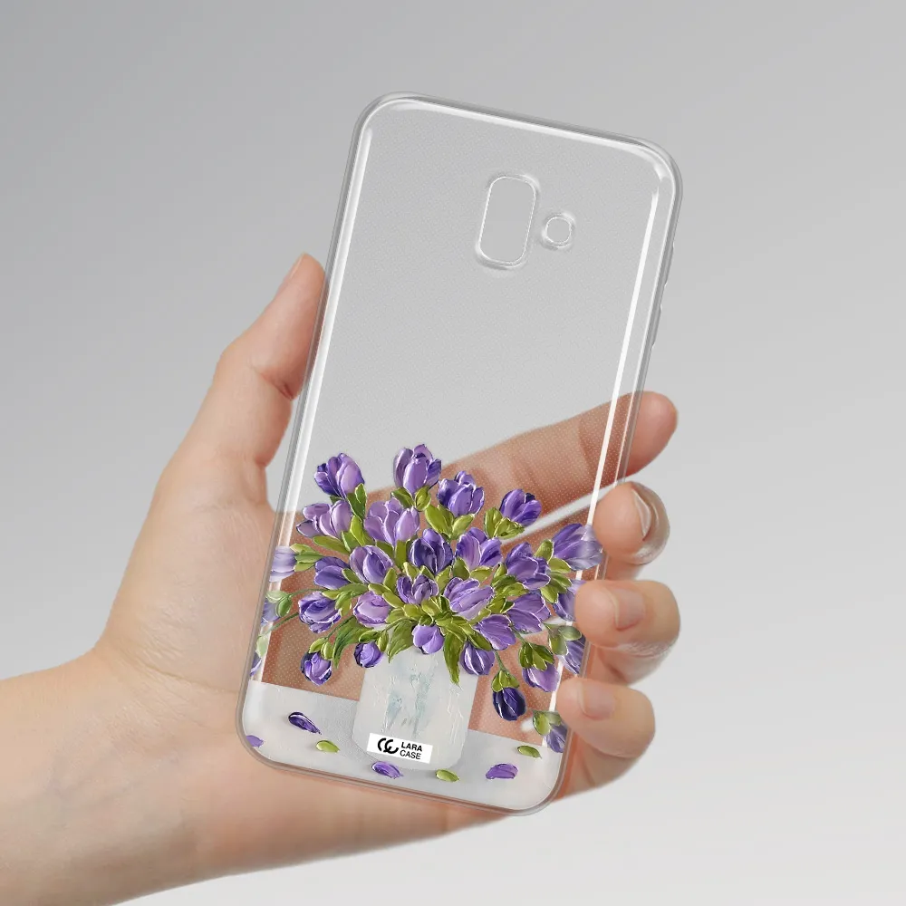a bunch of purple flowers Samsung J6 Plus Clear TPU Case