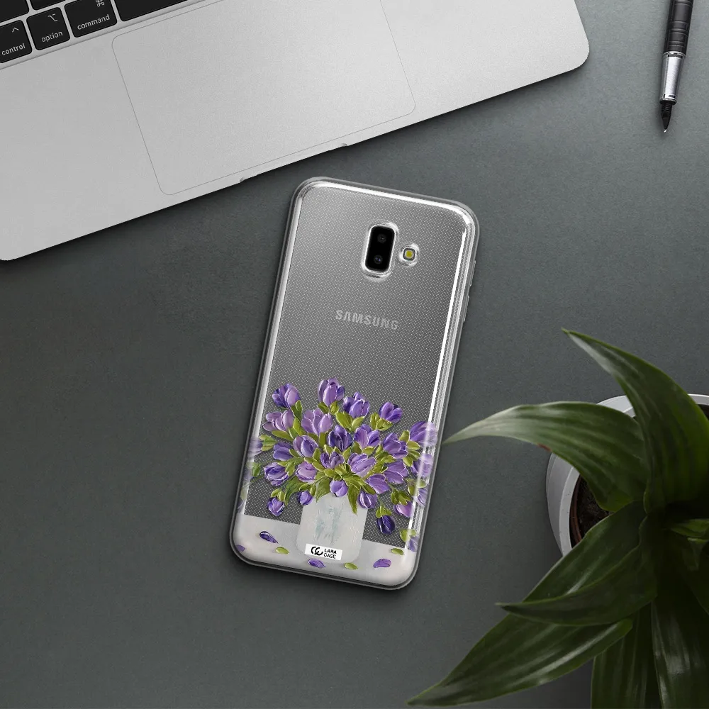 a bunch of purple flowers Samsung J6 Plus Clear TPU Case