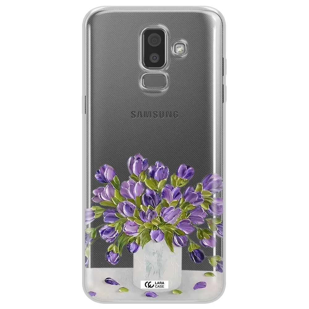 a bunch of purple flowers Samsung J8 Clear TPU Case