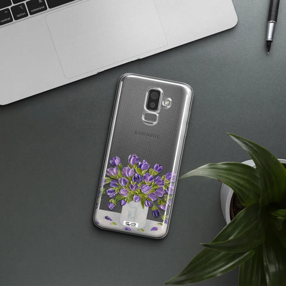 a bunch of purple flowers Samsung J8 Clear TPU Case