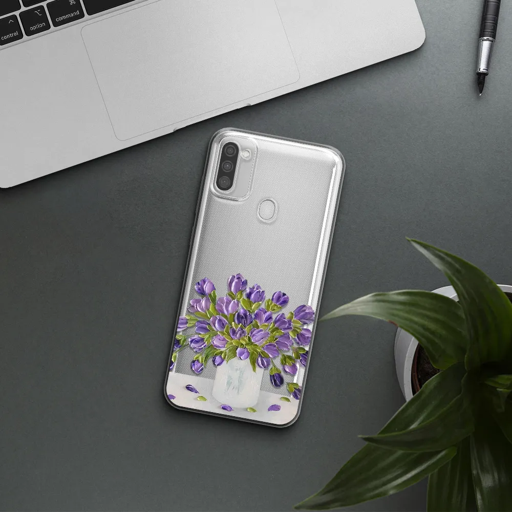 a bunch of purple flowers Samsung M11 Clear TPU Case