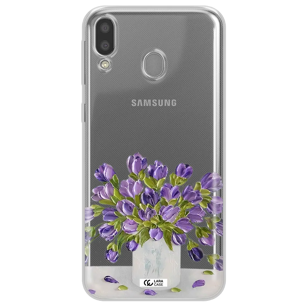 a bunch of purple flowers Samsung M20 Clear TPU Case