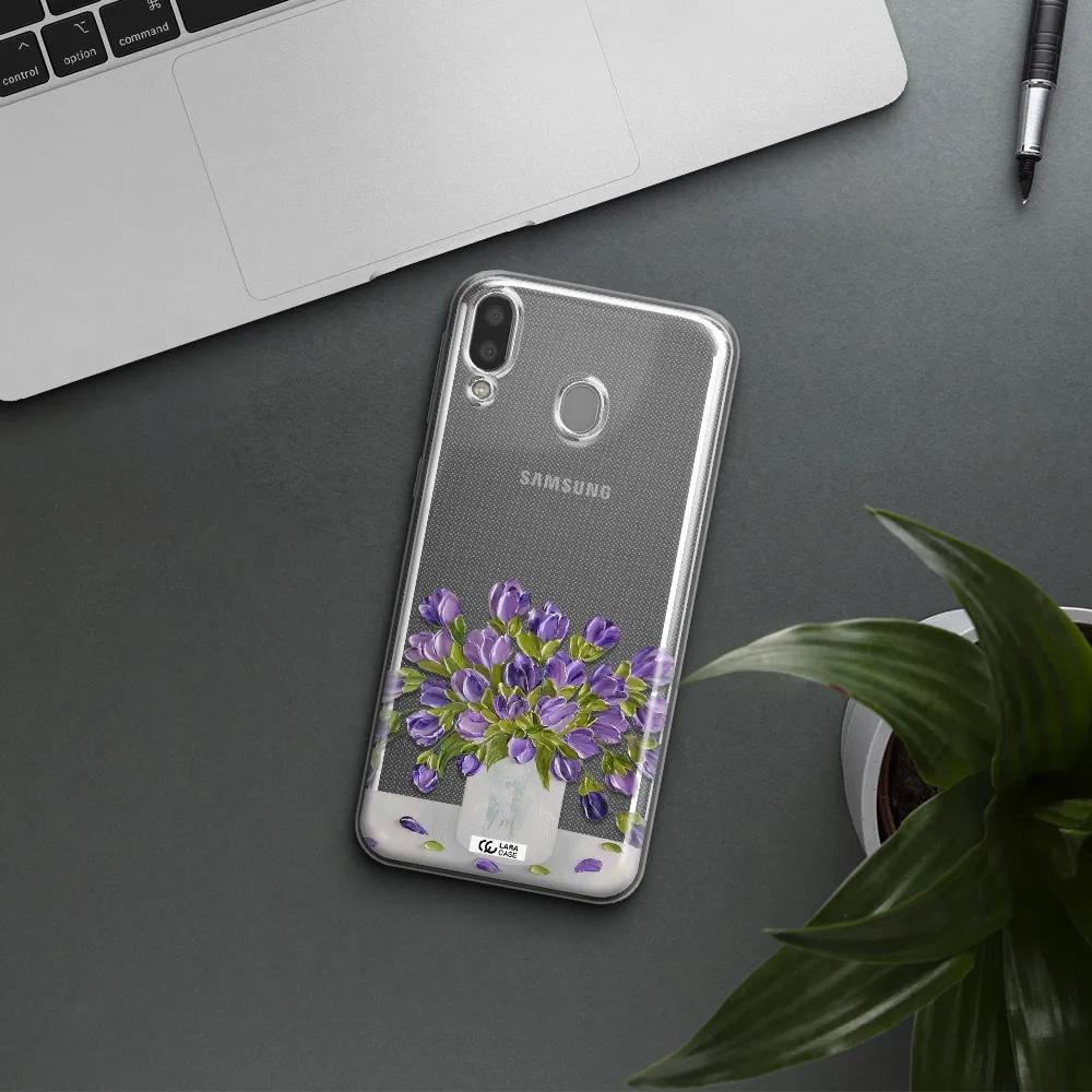 a bunch of purple flowers Samsung M20 Clear TPU Case