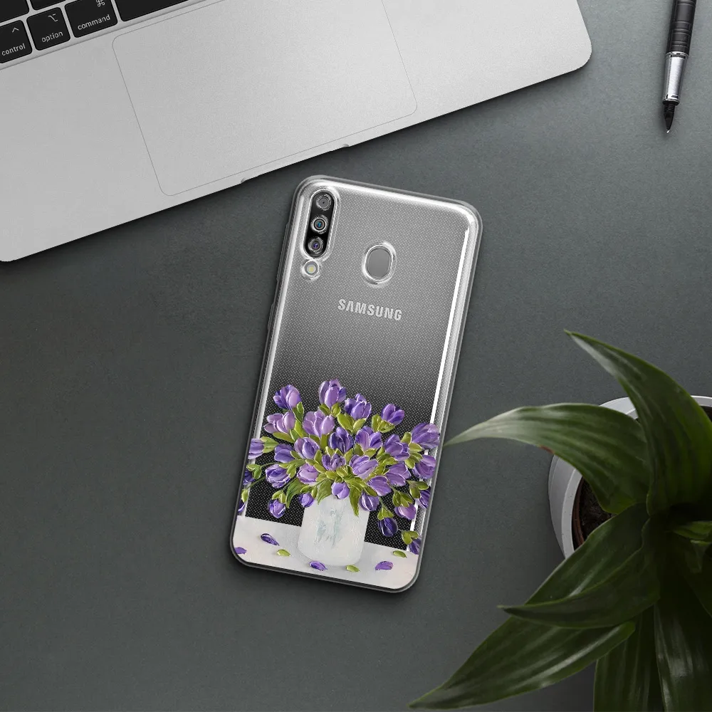 a bunch of purple flowers Samsung M30 Clear TPU Case