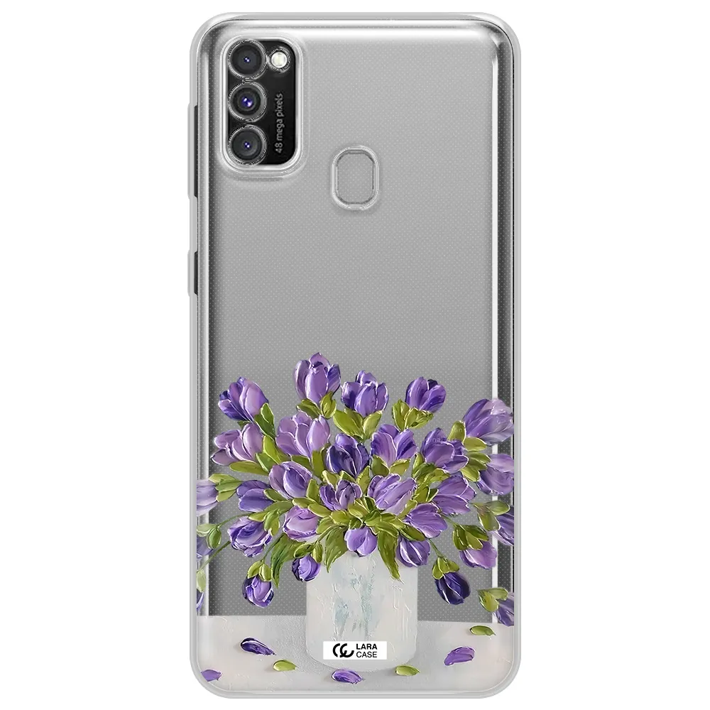 a bunch of purple flowers Samsung M30S Clear TPU Case