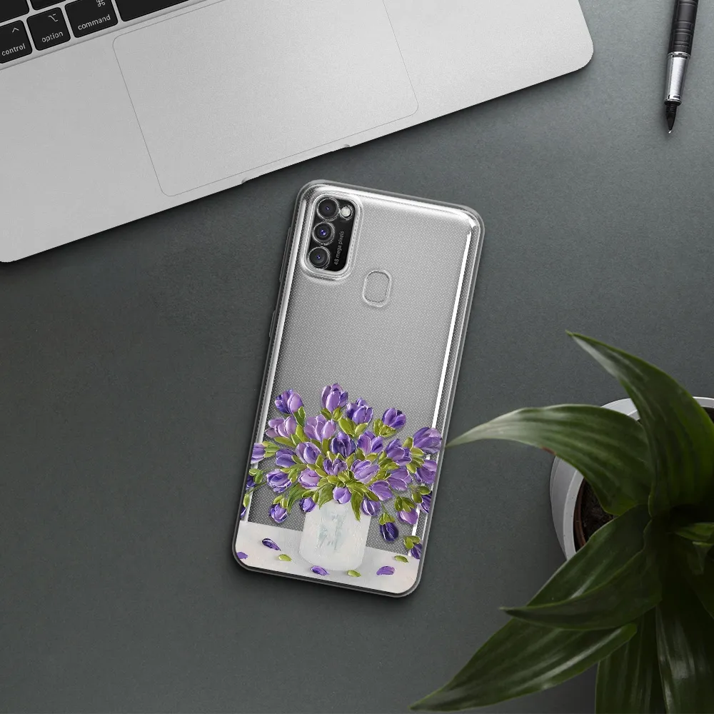 a bunch of purple flowers Samsung M30S Clear TPU Case