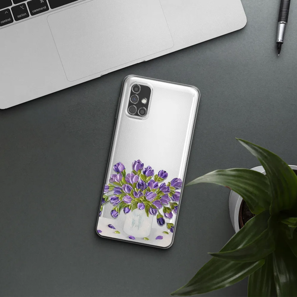 a bunch of purple flowers Samsung M31S Clear TPU Case