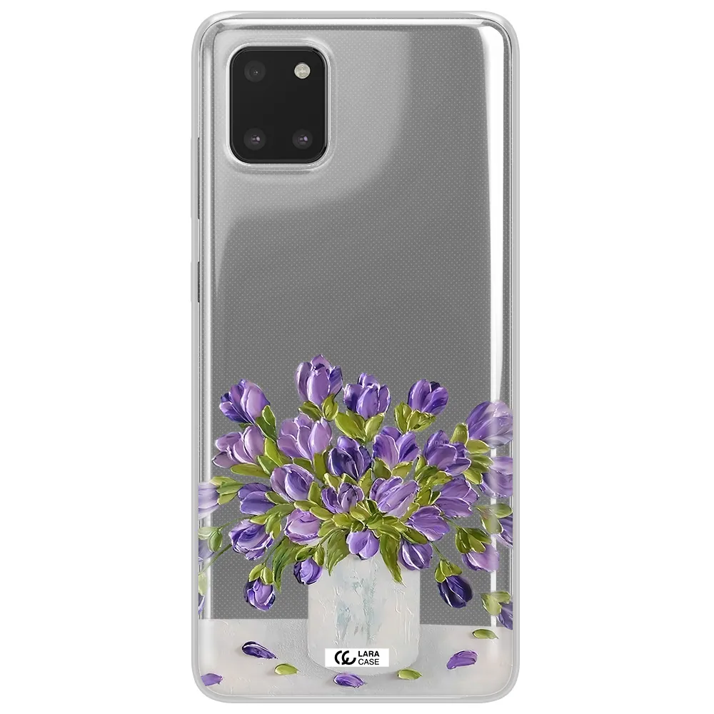 a bunch of purple flowers Samsung Note 10 Lite Clear TPU Case