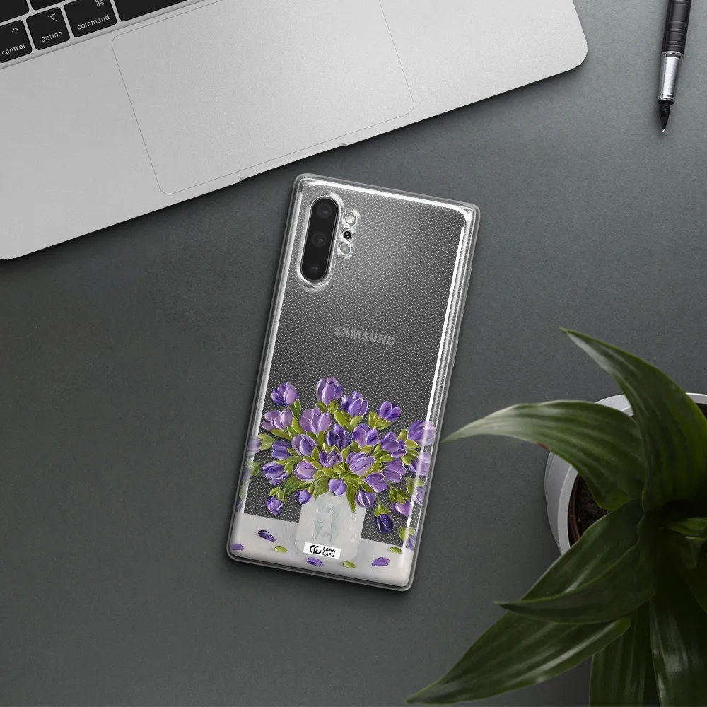 a bunch of purple flowers Samsung Note 10 Plus Clear TPU Case
