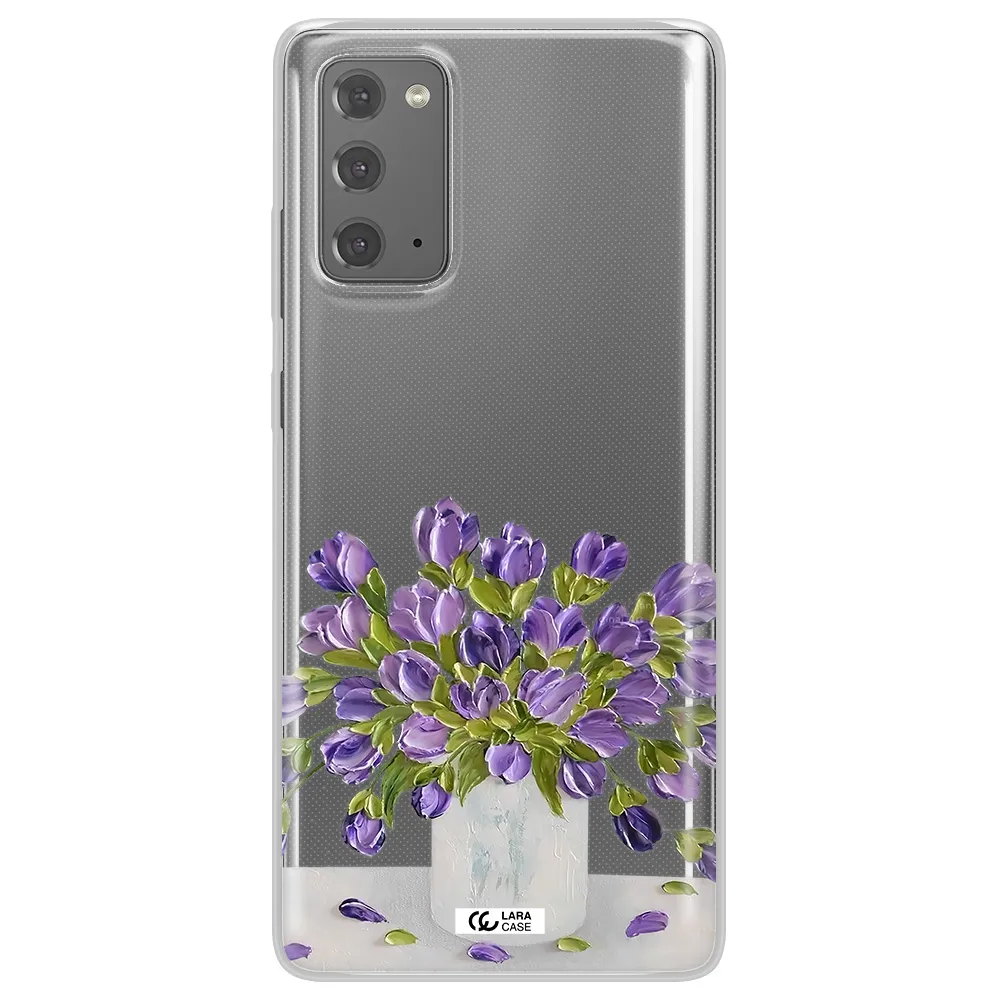 a bunch of purple flowers Samsung Note 20 Clear TPU Case